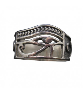 R002104 Genuine Sterling Silver Ring Band Hallmarked Solid 925 Amon Ra Eye Handmade
